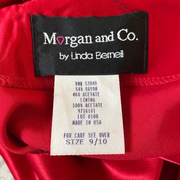 Vintage Morgan & Co. Red Satin Halterneck Gown With Glitter Appliqué Open Back S - Picture 5 of 7